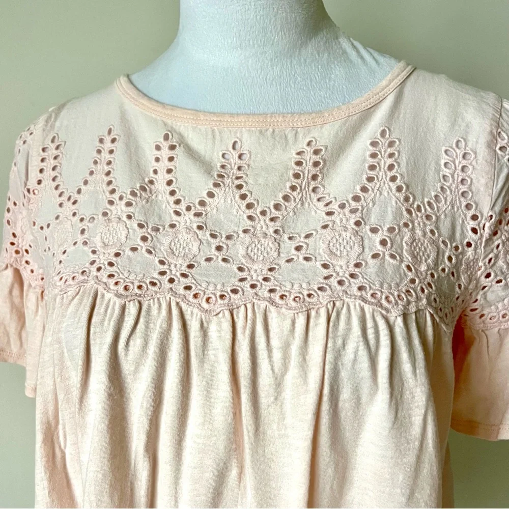 J. CREW Cotton Eyelet Babydoll Flutter Sleeve Top—SZ. XS